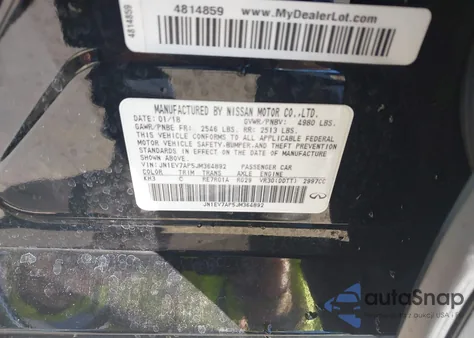 2018 Infiniti Q50 3.0T Luxe from USA, damaged, VIN JN1EV7AP5JM364892